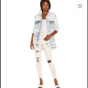 FREE PEOPLE HIGH WAIST BUTTON FRONT WHITE DESTROYED NWOT DENIM JEANS SIZ…